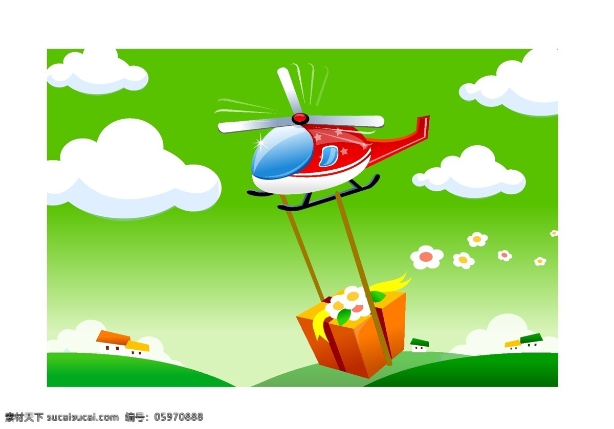矢量动画 矢量直升机 卡通直升机 卡通背景图画 矢量图 其他矢量图