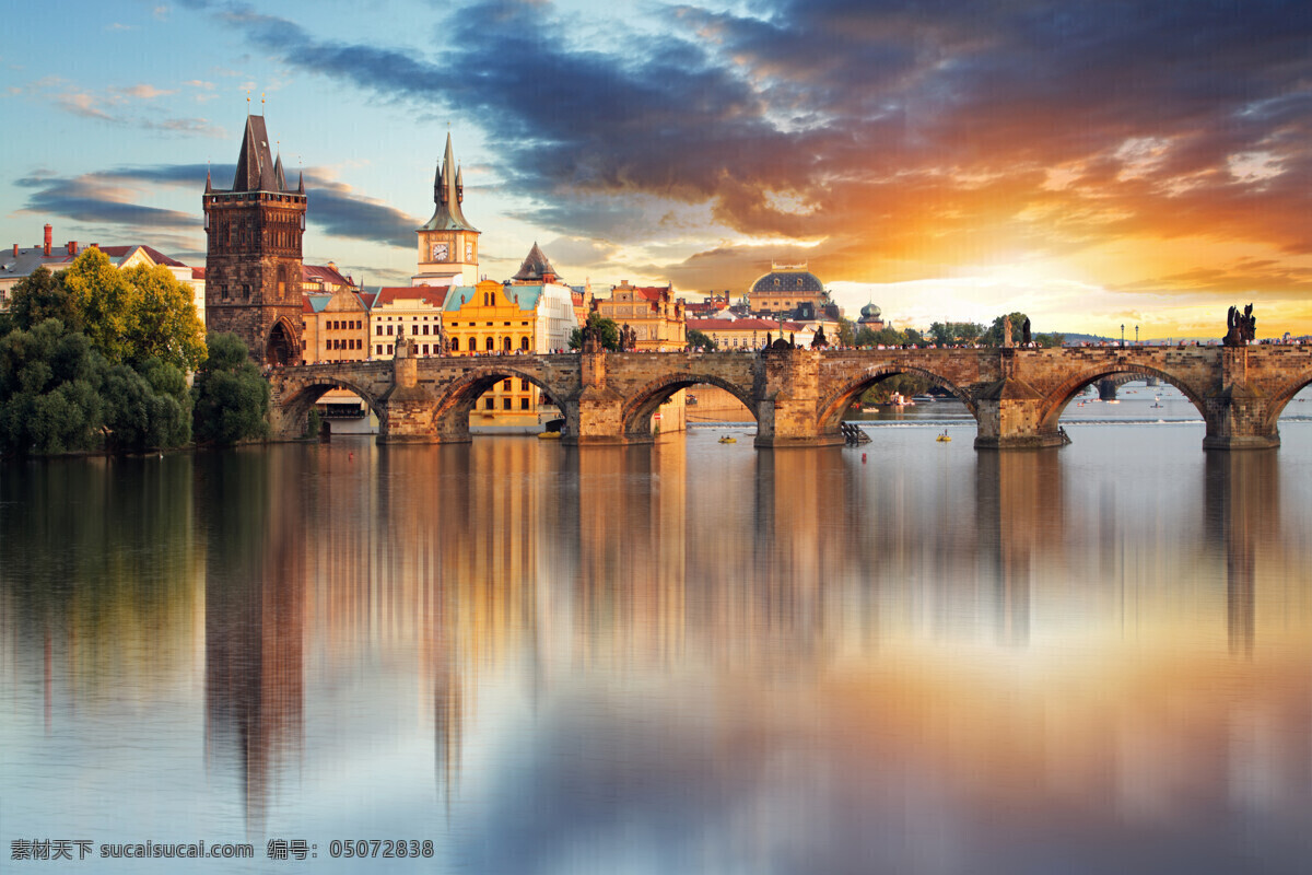 欧洲城市 欧洲拱桥美景 欧美城市 城市风光 城堡 湖水 夕阳 桥 旅游摄影 国外旅游