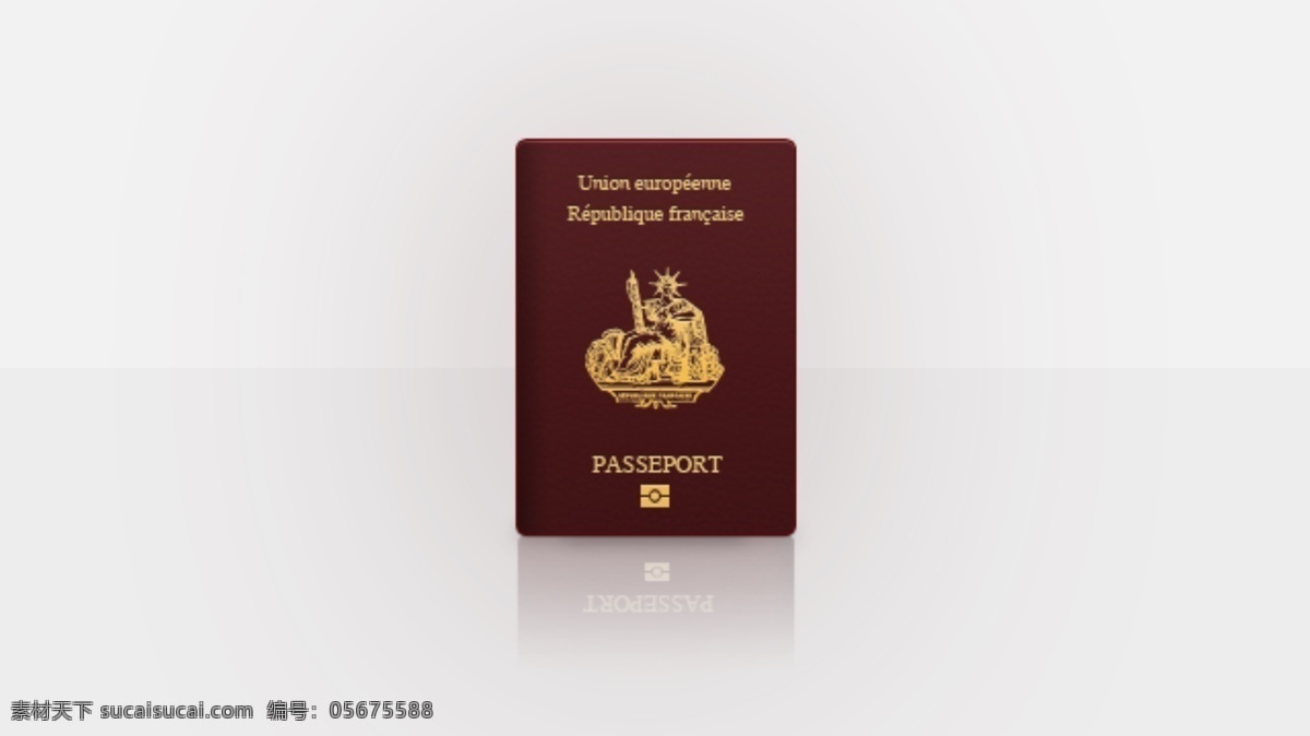 法国 护照 图标 白色
