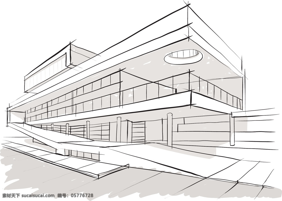 手绘 建筑 效果图 城市建筑 环境设计 建筑设计 建筑效果图 手绘建筑 素描 线描 简笔画插图 矢量 家居装饰素材