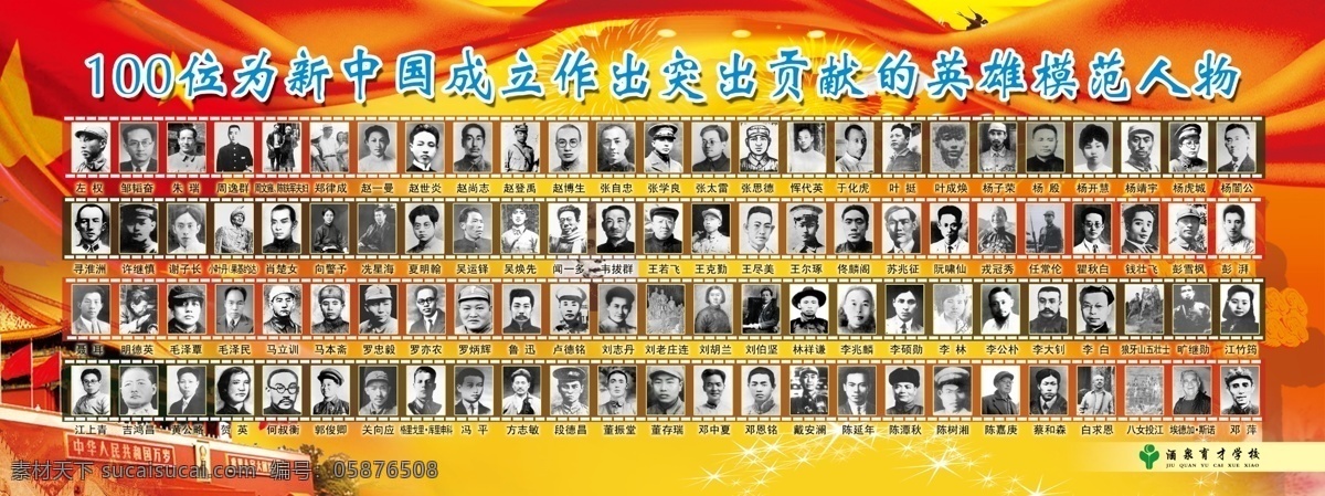 英雄人物展板 英雄 英雄人物 新中国 贡献 英雄模范人物 模范 位 成立 做出 突出 人物 展板模板 广告设计模板 源文件