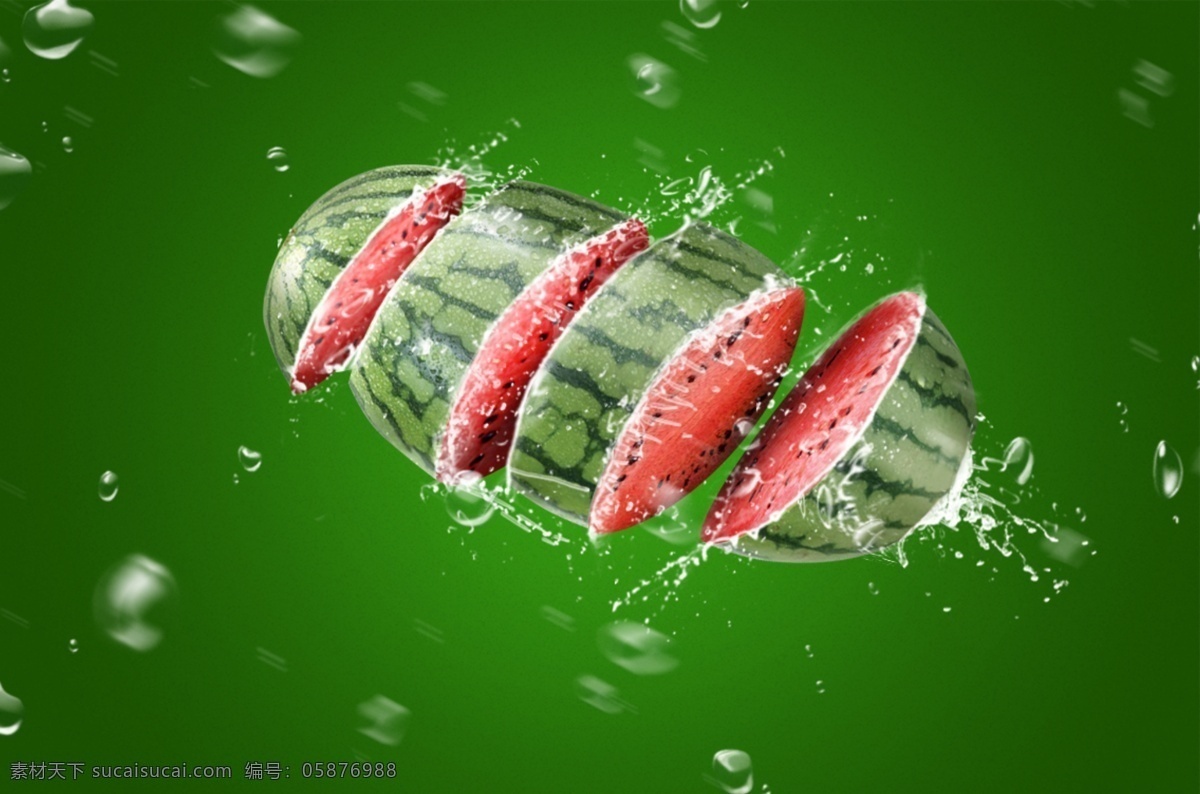 水果忍者西瓜 西瓜 特效 绿色 红色 瓜