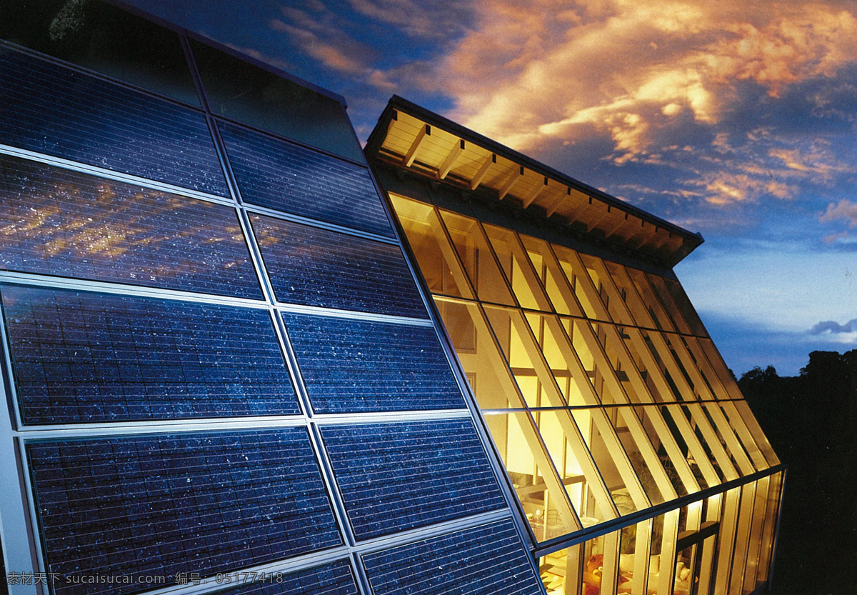 别墅 高品质 工业生产 节能环保 太阳能电池板 夕阳 现代科技 绿色环保 节能 太阳能 生活 阳光房 电力类素材 矢量图 日常生活