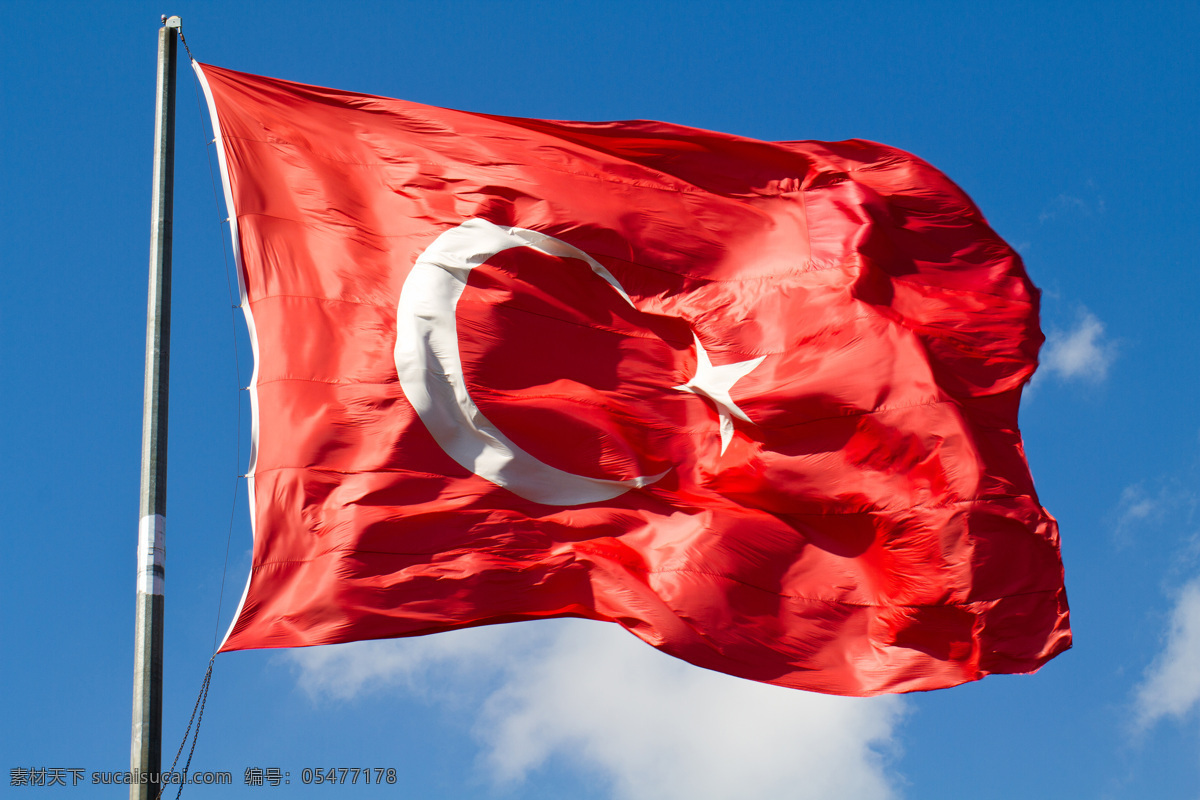 土耳其 国旗 白云 蓝天 生活百科 生活素材 土耳其国旗 psd源文件
