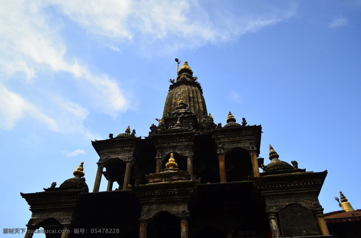 安静的尼泊尔 清晨 神庙 景区 祭祀 蔚蓝天空 旅游摄影 国外旅游 黑色