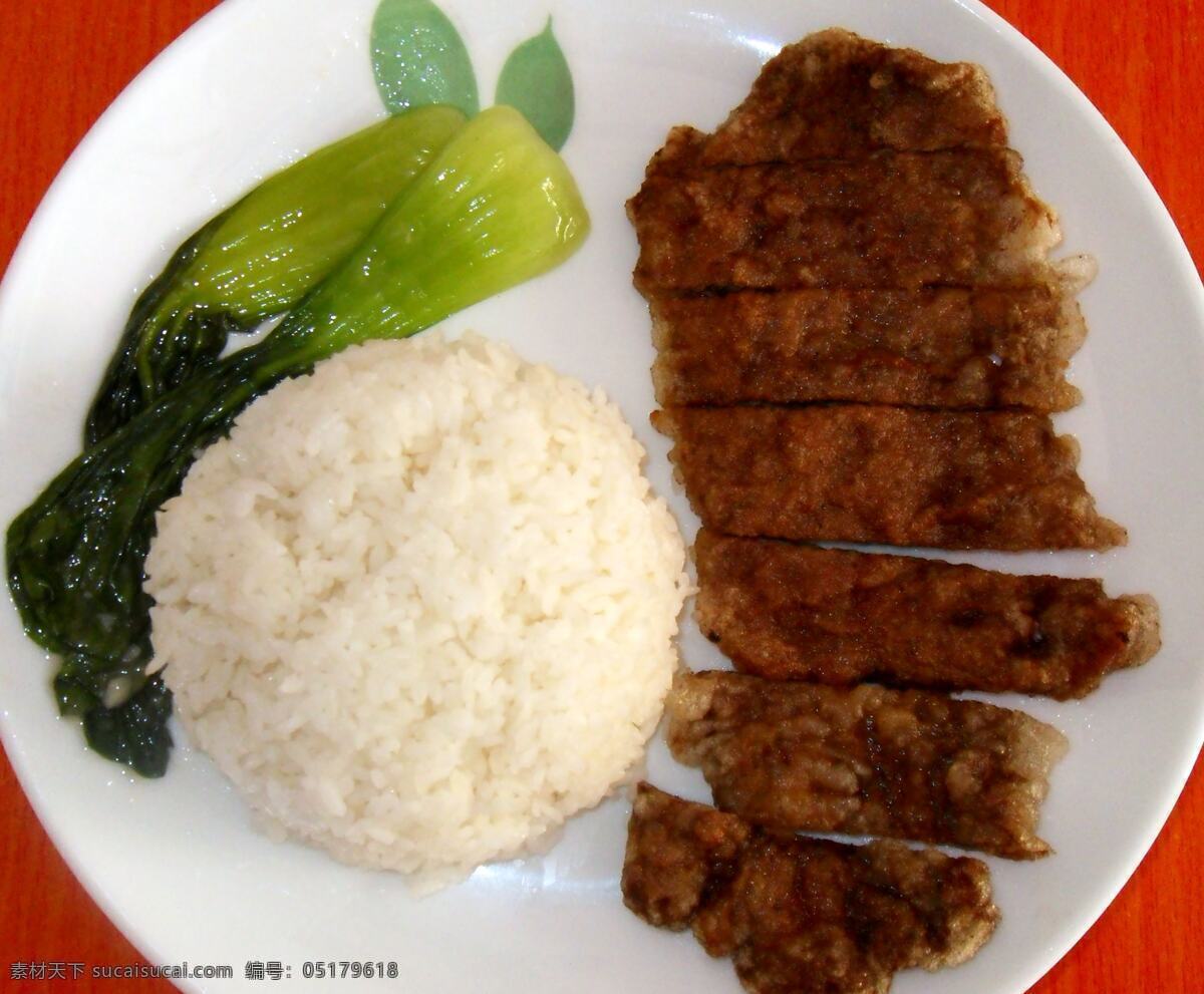 大排饭 鸡排 猪排 米饭 油菜 盖饭 传统美食 餐饮美食