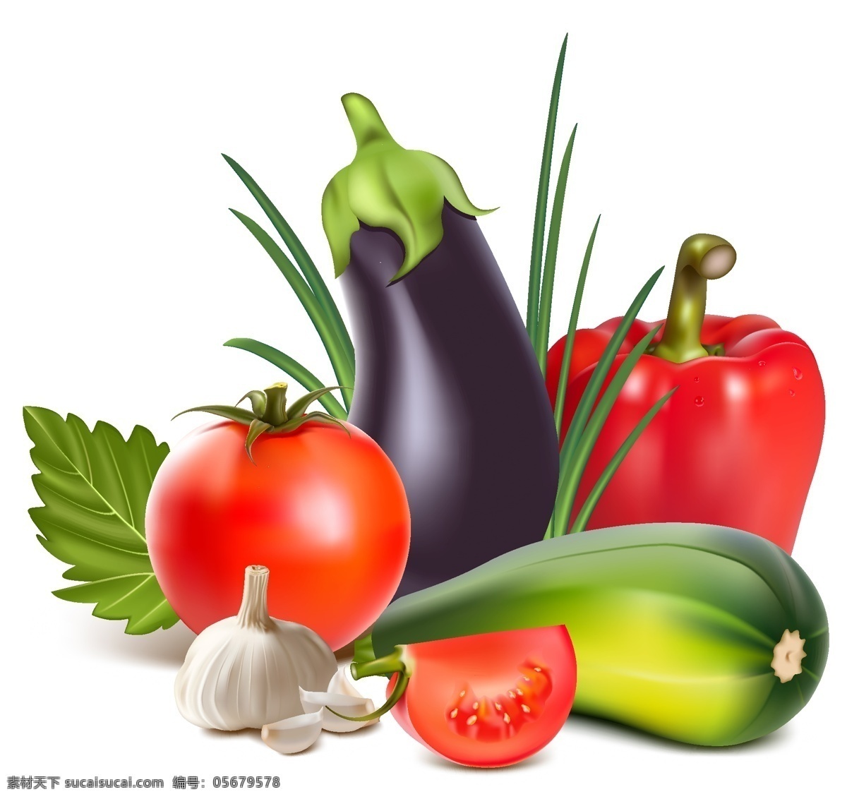 手绘蔬菜矢量 茄子 西红柿 青椒 大蒜 手绘 蔬菜 矢量 蔬菜水果 卡通设计