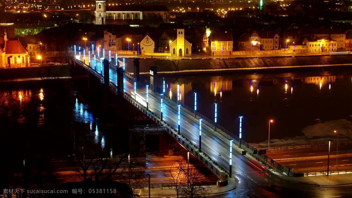 vytautas the greataleksotas 桥 延时 城镇和城市 运输 时光倒流 考纳斯 立陶宛 夜 夜间 忙碌的 景观 维陶塔斯 aleksotas 交通 傍晚