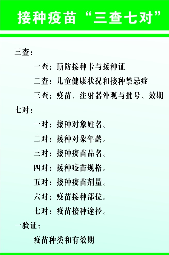 接种 疫苗 三 查 七 验证 三查七对 三查 七对 一验证 疫苗接种 接种疫苗三查