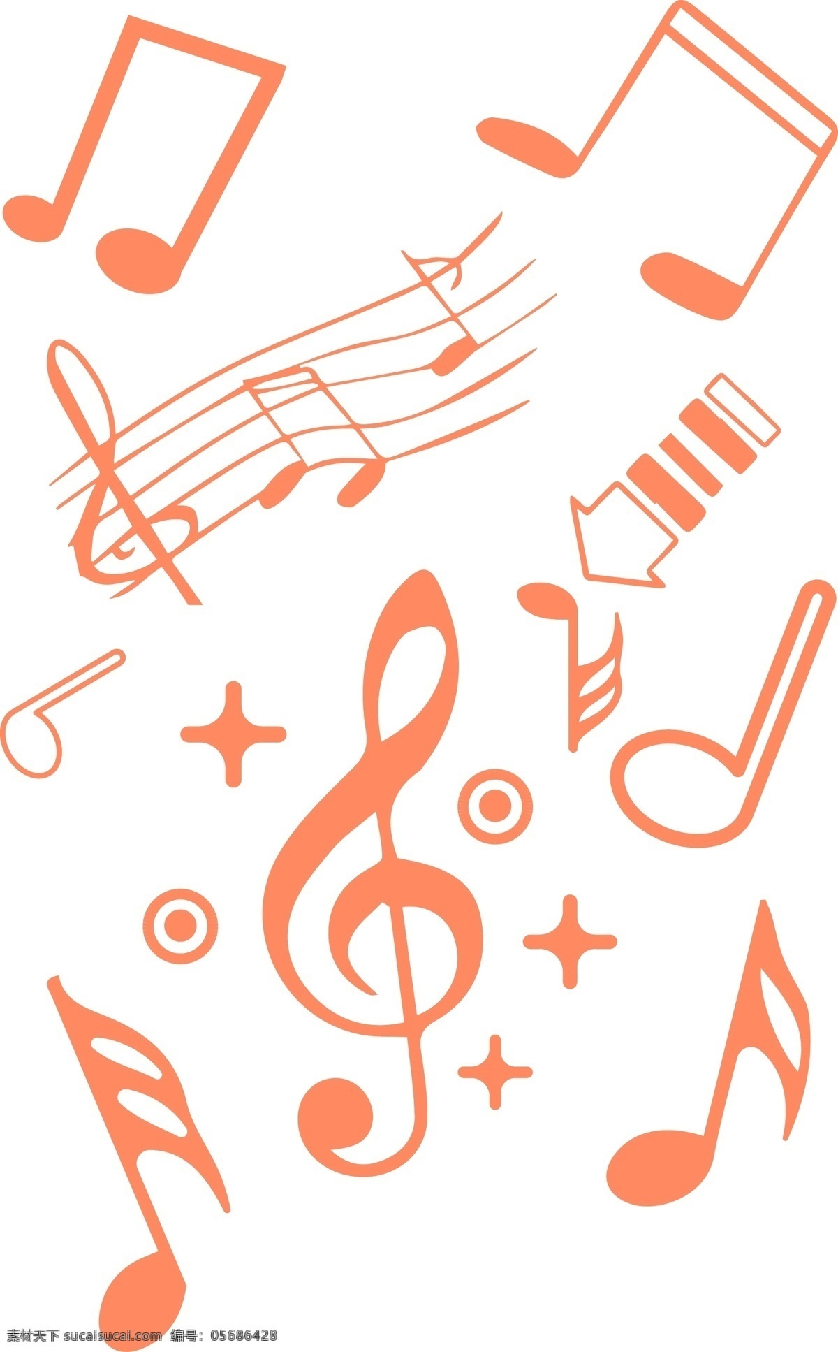 音乐 元素符号 音符 商用 橙色 元素 符号 简单