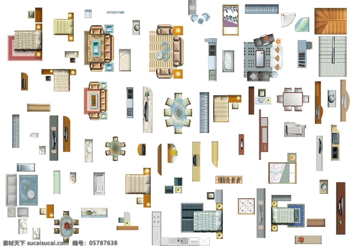 家具 平面 分层 图 茶几 床 电视 沙发 衣柜 桌子 psd源文件