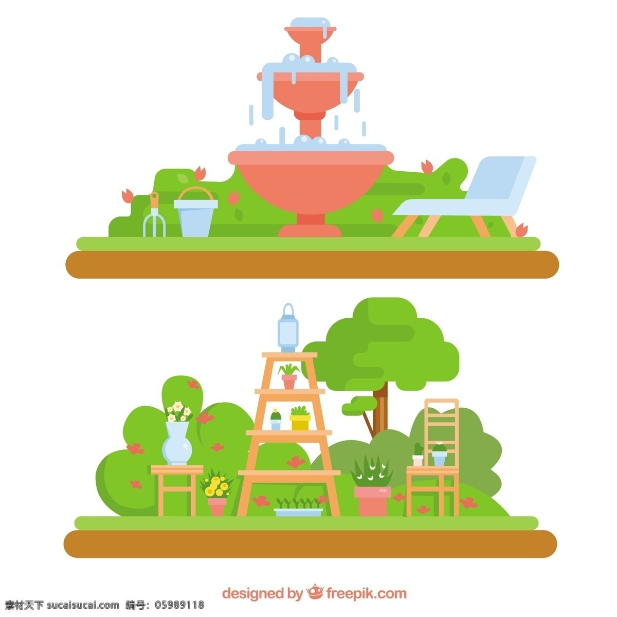 喷泉 花园 景观 花盆 树 花 自然 绿化 平坦 蔬菜 园林 工具 平面设计 植物 围栏 园艺 生长 白色