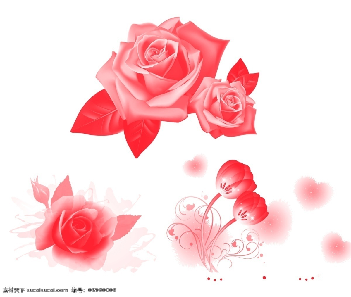 手绘花纹 手绘玫瑰 水彩玫瑰 玫瑰花 红玫瑰 娇艳花朵 红色 婚礼素材 婚礼背景 婚礼舞台 花纹边框 分层