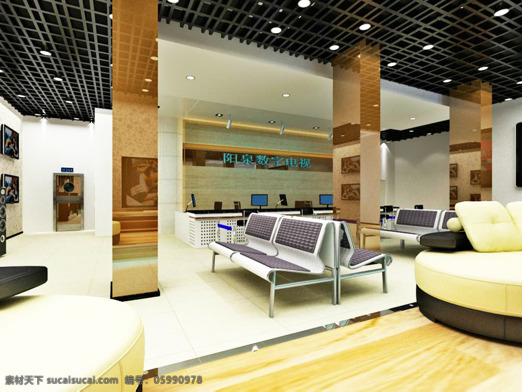 广电室内 大厅设计 个性设计 基础装饰 max 白色