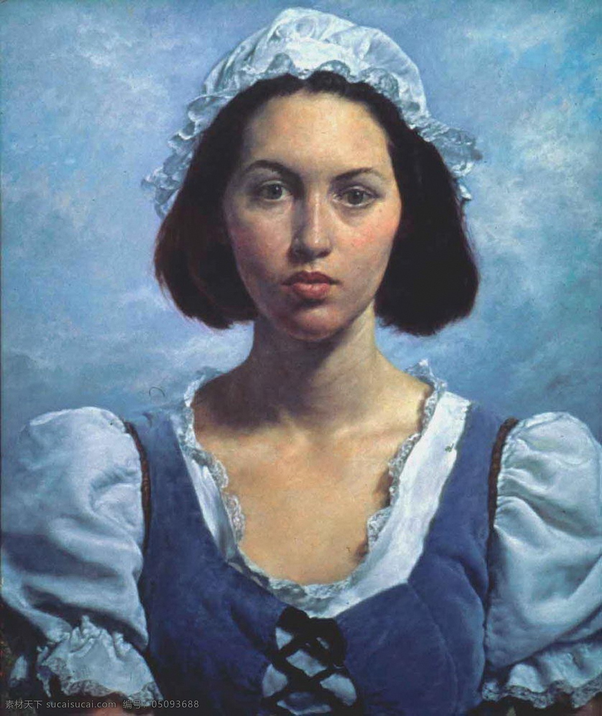 女 青年 肖像 油画 人物肖像 油画作品 西方美术 大师作品 女青年肖像 家居装饰素材