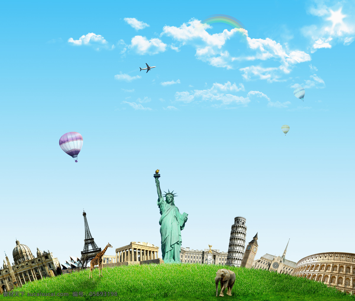 欧洲 假期 蓝天 概念 广告 图 白云 比萨斜塔 地标 高清 商务金融