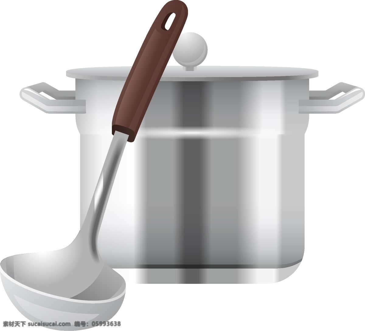 矢量 勺子 锅 元素 银色 厨房用具 ai元素 免扣元素
