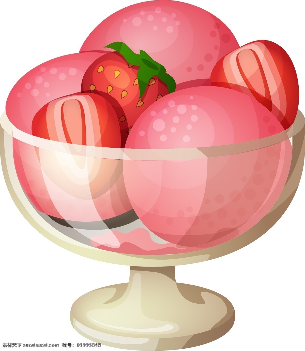 清新 夏季 草莓 元素 手绘 水果 ai元素 免扣元素