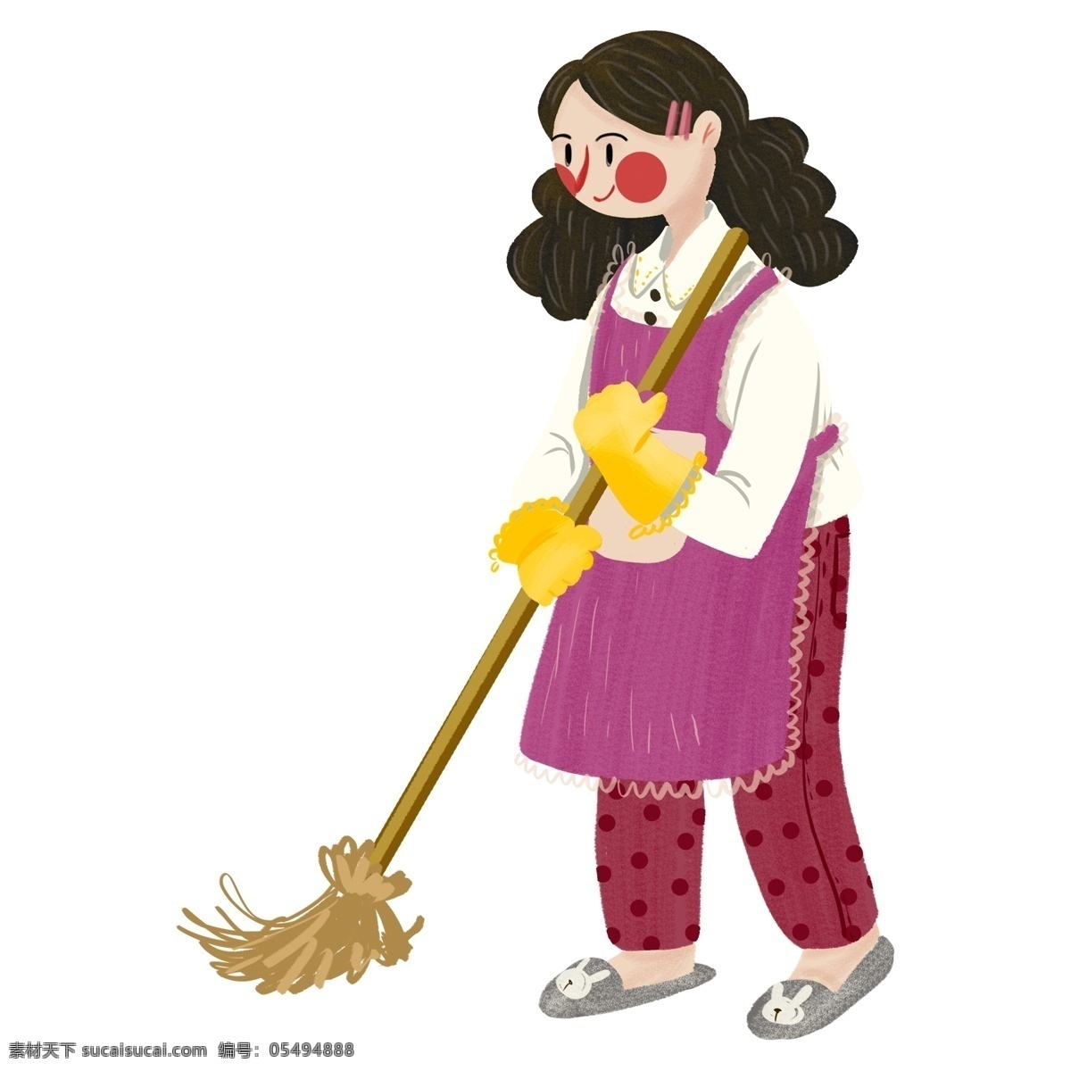 打扫 卫生 漂亮 女孩 免 抠 元素 手绘 插画 女生 可爱 人物设计 打扫卫生 劳动