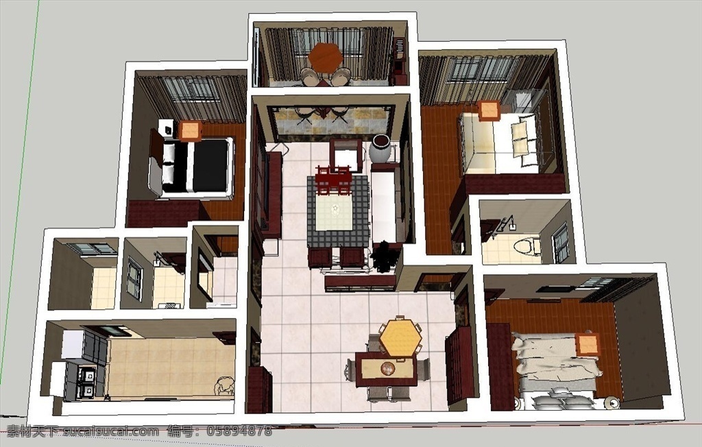 中式室内su 中式su 中式su模型 中式室内模型 室内草图大师 sketch 模型 3d设计 skp