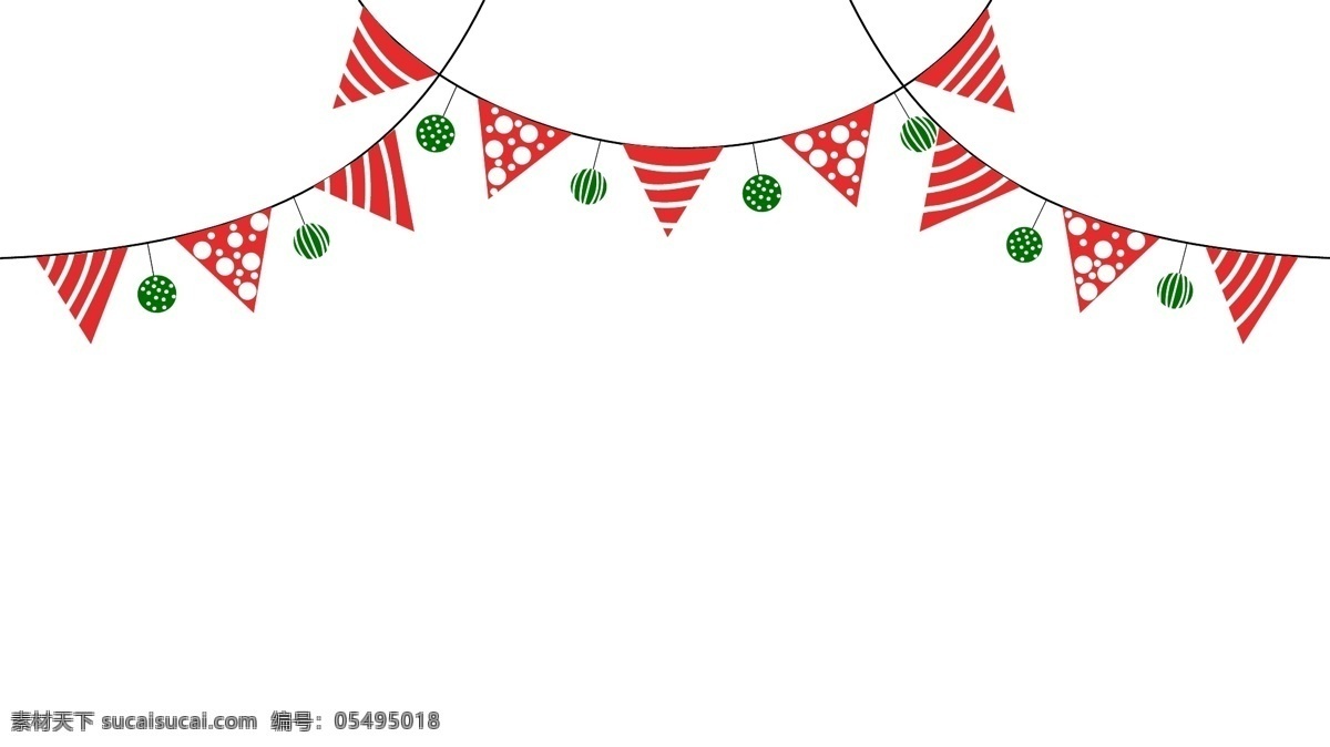 圣诞节 手绘 装饰 图案 2018年 清新可爱 装饰图案 png矢量图 圣诞装饰物 旗子 红绿