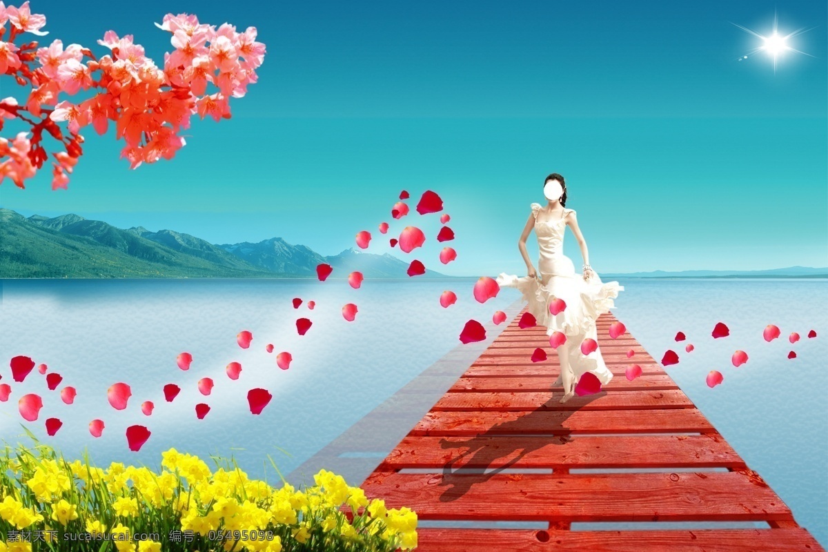 新娘 婚纱 美女 风景 花 背景 展板 山 水 广告 文化艺术 传统文化