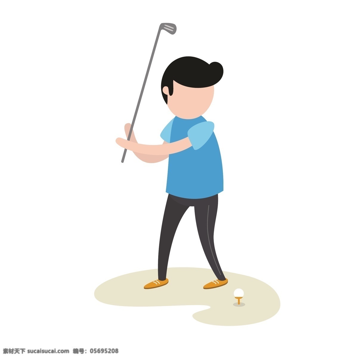 可爱 打球 人 矢量 打高尔夫球 高尔夫球 打球的人 可爱的人 动作 打球姿势 姿势 打球的 蓝色衣服