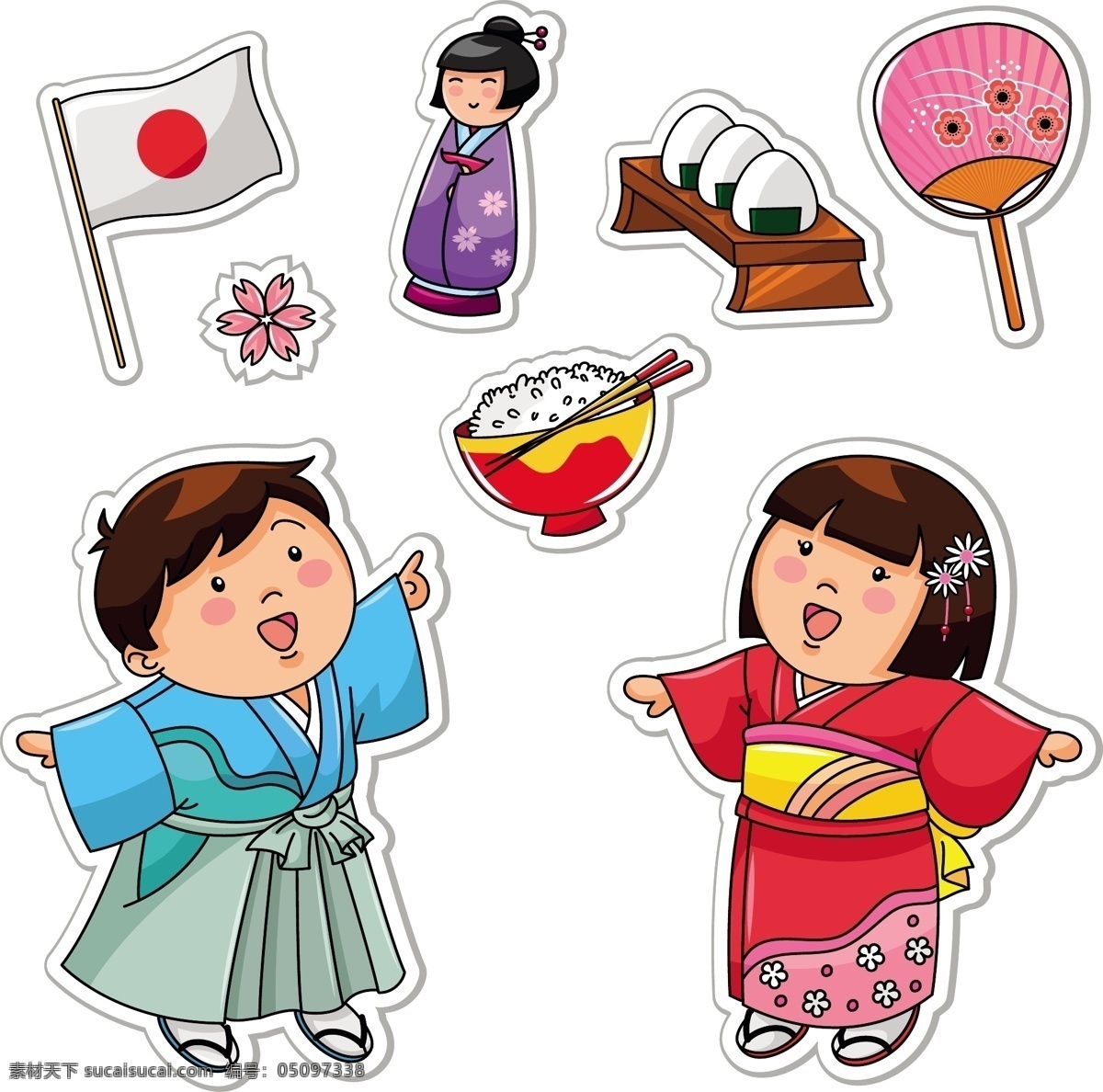 日本卡通儿童 日本儿童 和服女孩 卡通男孩 卡通男生 卡通女孩 卡通女生 卡通儿童插画 卡通儿童漫画 儿童幼儿 矢量人物 矢量素材 白色