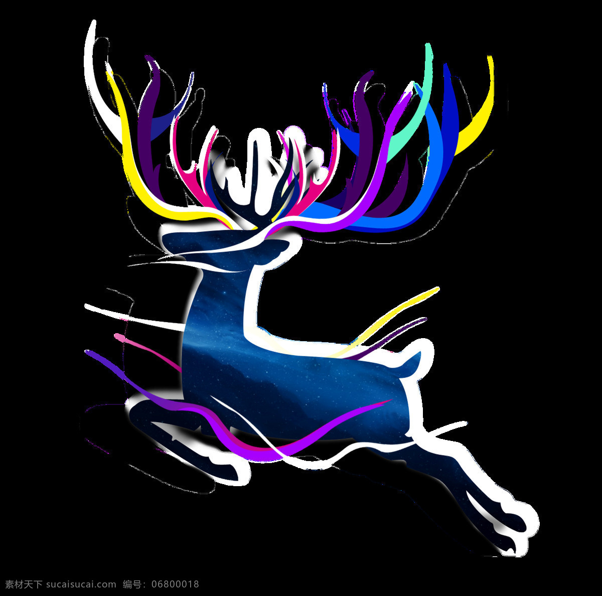 幻影 麋鹿 圣诞节 动物 彩色 透明素材 免扣素材 装饰图案