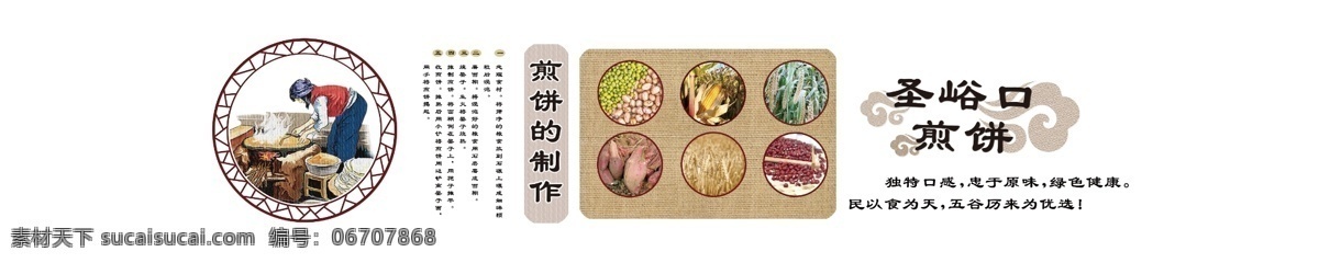 煎饼制作过程 五谷杂粮 民俗文化墙 古典边框 云 食品 文化艺术 传统文化