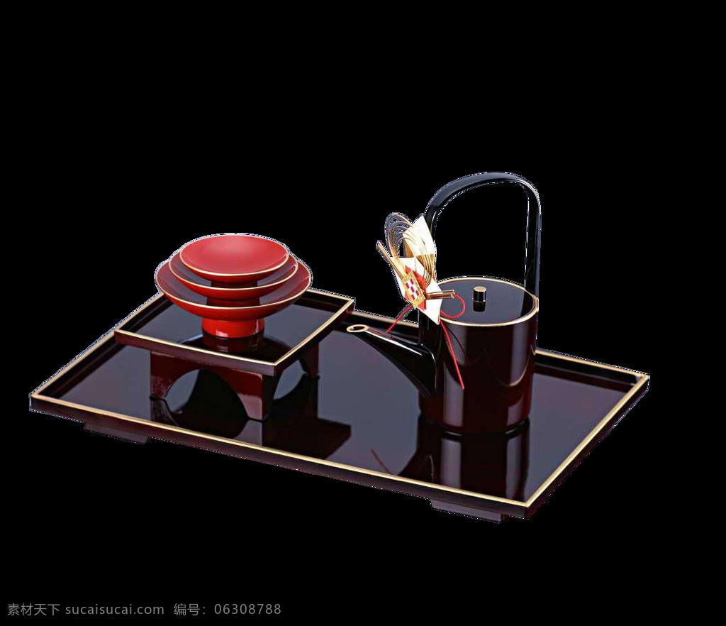 简约 镜面 茶盘 产品 实物 茶道 茶文化 产品实物 红色茶具 深色茶盘