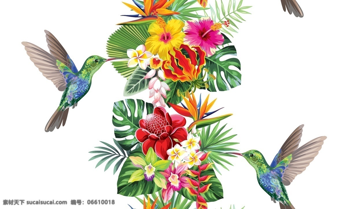 热带素材 火烈鸟 夏季 龟背叶 矢量热带素材 热带海报 热带雨林 鸟 生物世界 野生动物