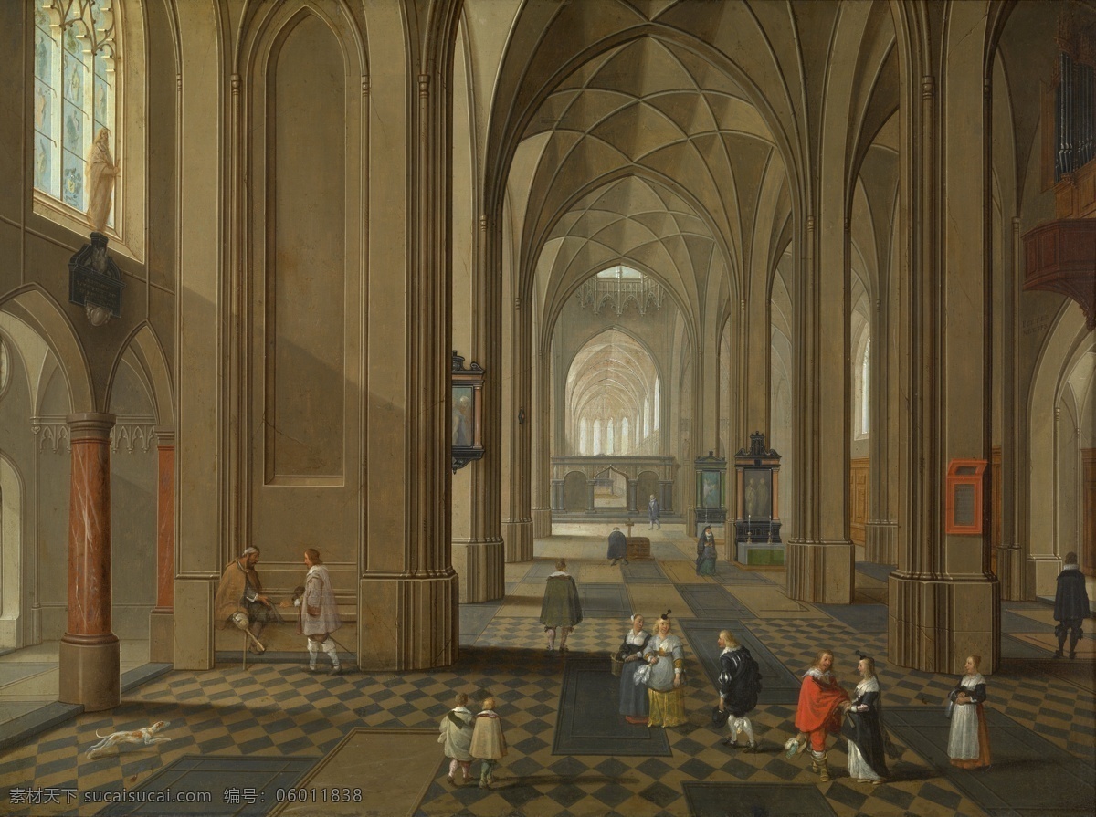 church 大师 画家 古典 画 建筑 景物 装饰画 油画 of interior i neefs pieter coques gonzales