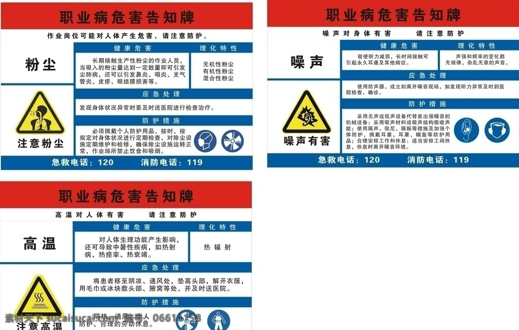 职业病 危害 告知 牌 职业病危害 职业病告知牌 粉尘危害 高温危害 噪声危害