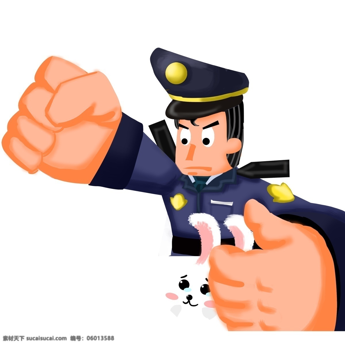 手绘 警察 人物 创意 插画 人物设计 男生