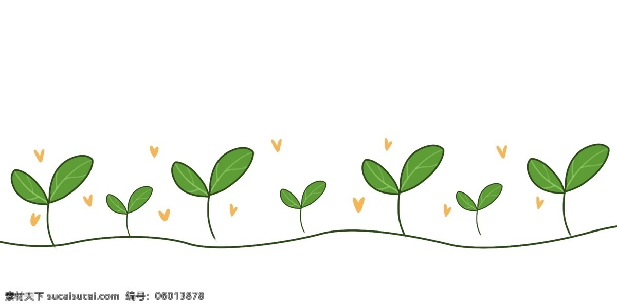 手绘 植物 分割线 插画 植物分割线 绿色植物 爱心 创意分割线 嫩叶分割线 绿色分割线