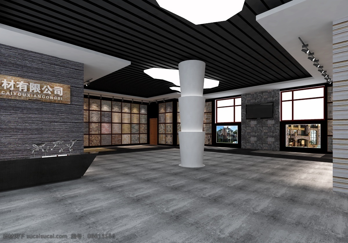 石材展厅 展厅效果图 3d室内设计 空间设计 石材 展馆 文化石 3d设计 室内模型