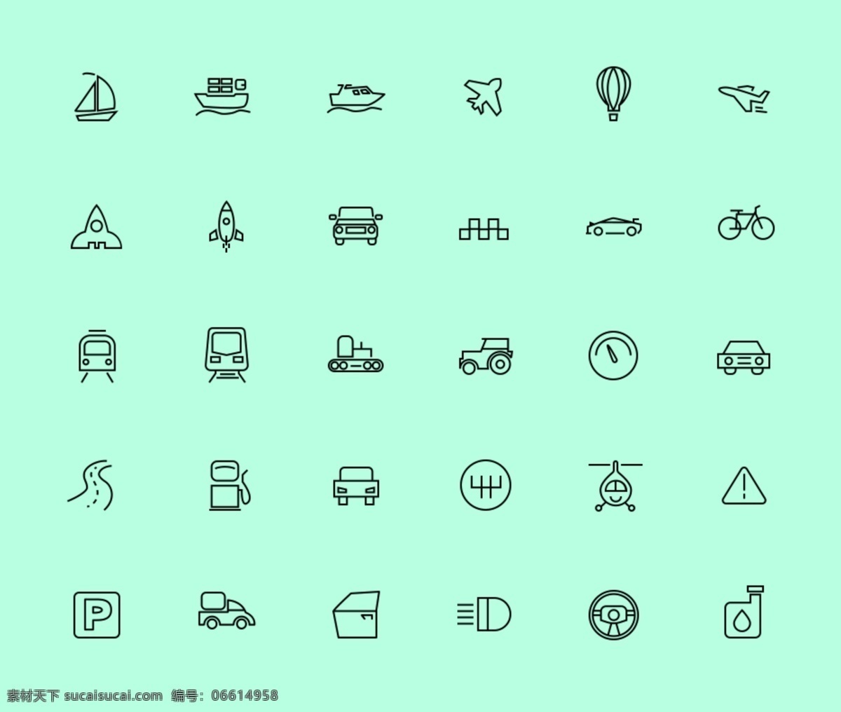 线性图标 交通工具 旅行 图标 icon ui 移动界面设计 图标设计