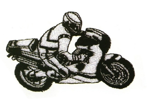 绣花 驾驶员 交通工具 摩托车 免费素材 面料图库 服装图案 白色