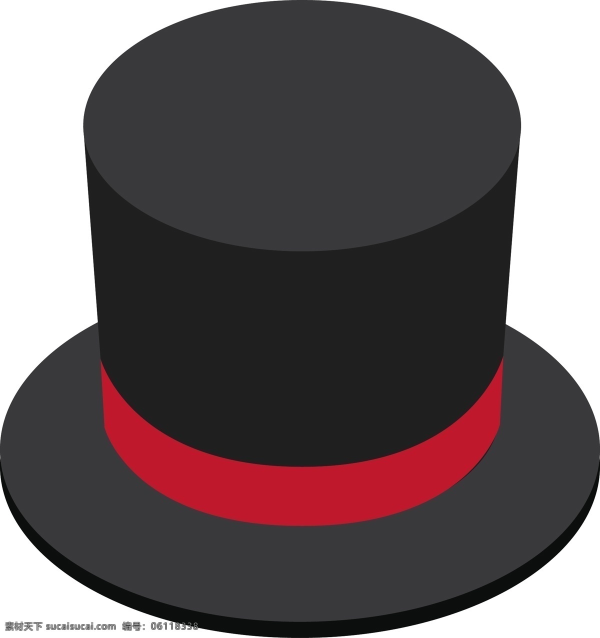 手绘 黑色 简约 魔术 帽 矢量图 帽子 红色 透明元素 ai元素 免抠元素