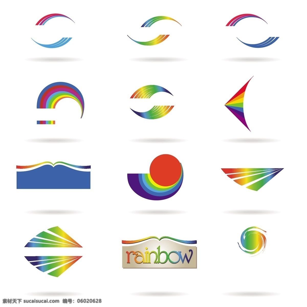 创意 彩虹 logo 矢量 曲线 线条 彩色 色块 图标 模板 波浪 圆形 几何图形 白色