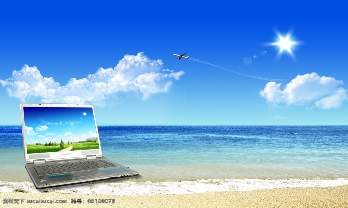 白云 草地 城市 大海 电脑 飞机 广告设计模板 蓝天海洋 森林 乡村风景 户外景色 海洋 沙滩 户外广告 源文件 其他海报设计