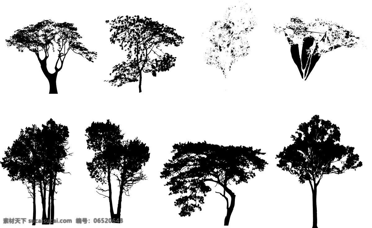树木 剪影 矢量 卡通素材 矢量潮流 矢量卡通 矢量图 中国元素 其他矢量图