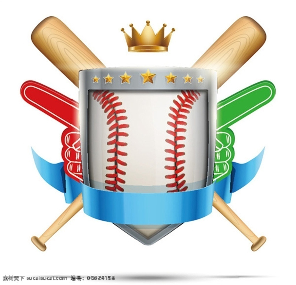棒球 运动 标志 棒球竞技 棒球标志 球棒 皇冠 盾牌 矢量 高清图片