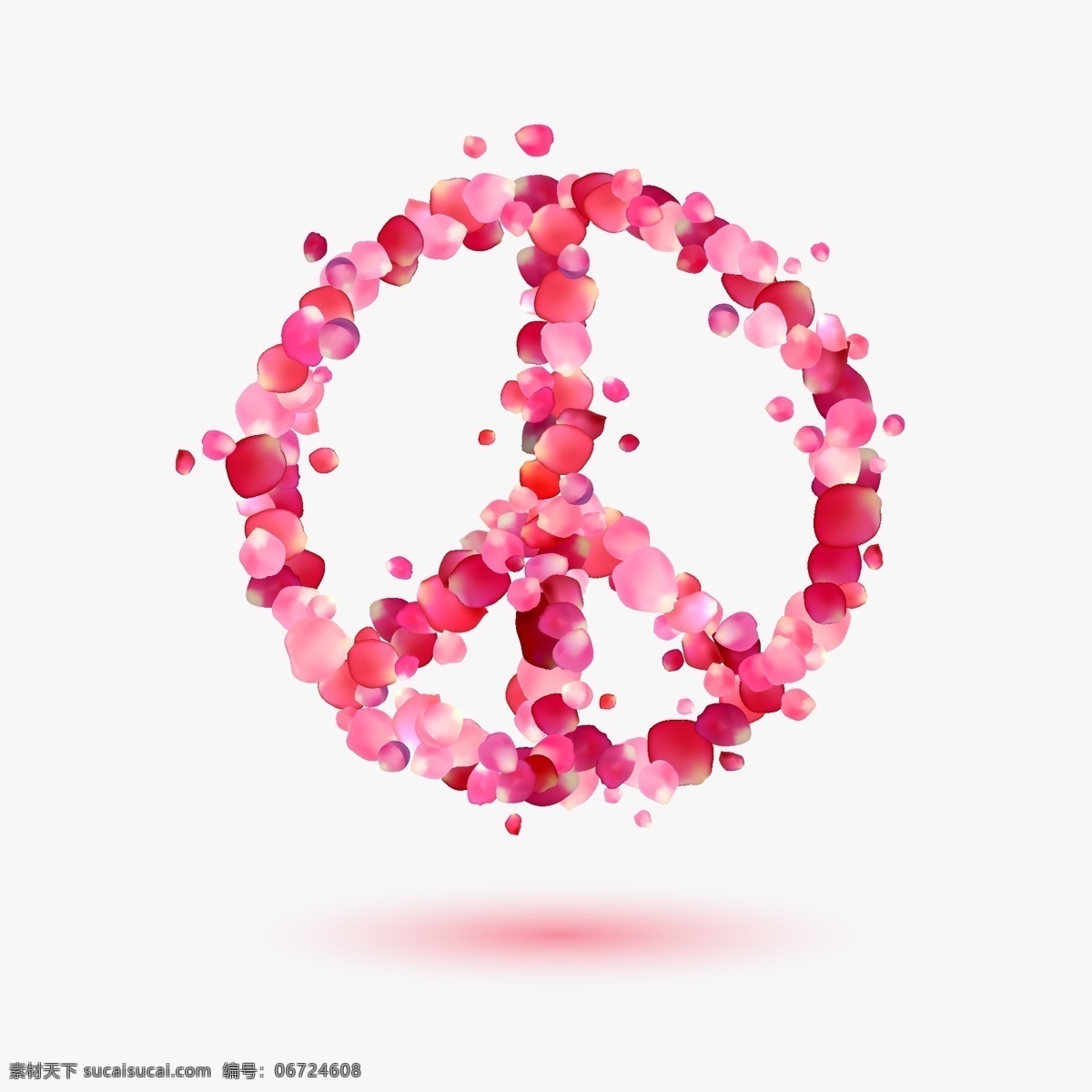 玫瑰 花瓣 组合 圆形 标识 海报 唯美 设计素材 图标 粉色 创意 合成 装饰 矢量 源文件