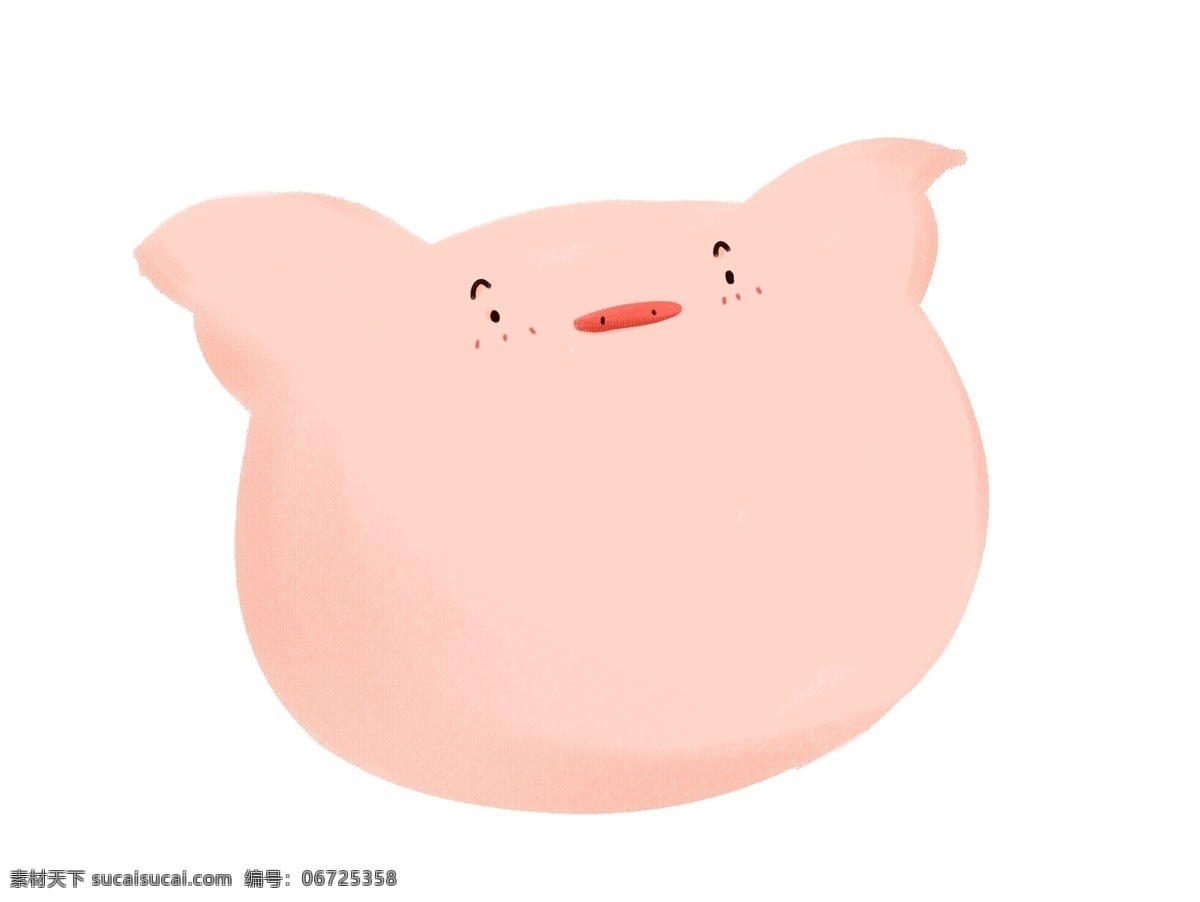 憨厚 可爱 小 猪 边框 粉色 创意 图形 面带微笑 微笑的小猪