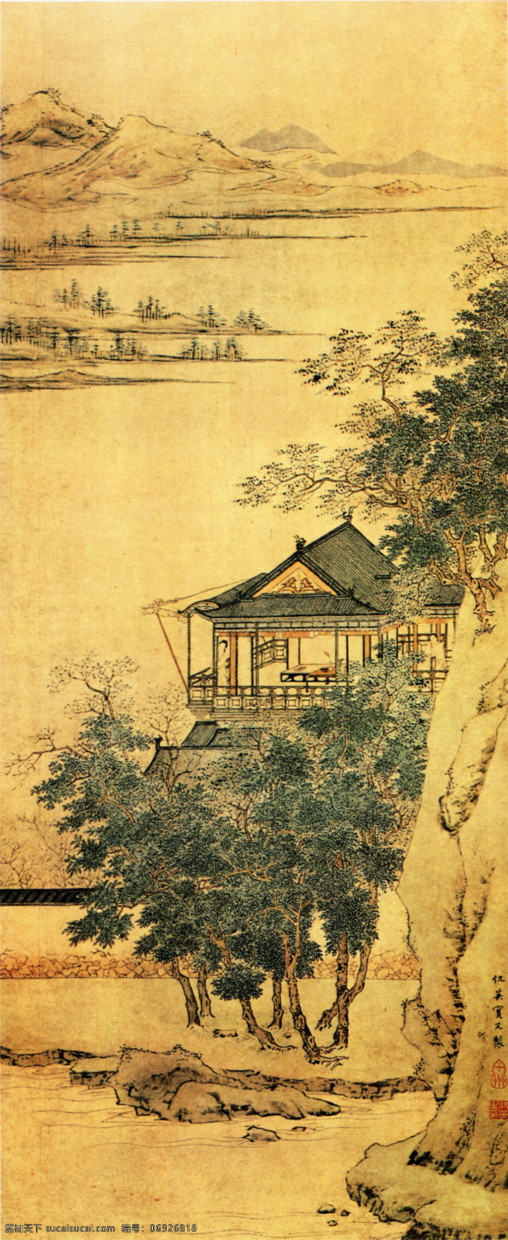 远眺图 仇英免费下载 传统 大师 花鸟画 绘画 绘画书法 名画 名家 名人 人物画 山水画 书法 海外遗珍 中国 明四家 文化艺术 字画