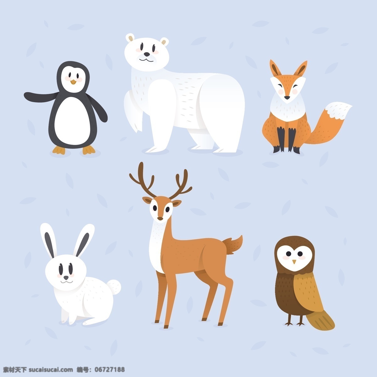 可爱 动物 矢量 企鹅 北极熊 狐狸 兔子 鹿 猫头鹰 野生动物 矢量图 生物世界