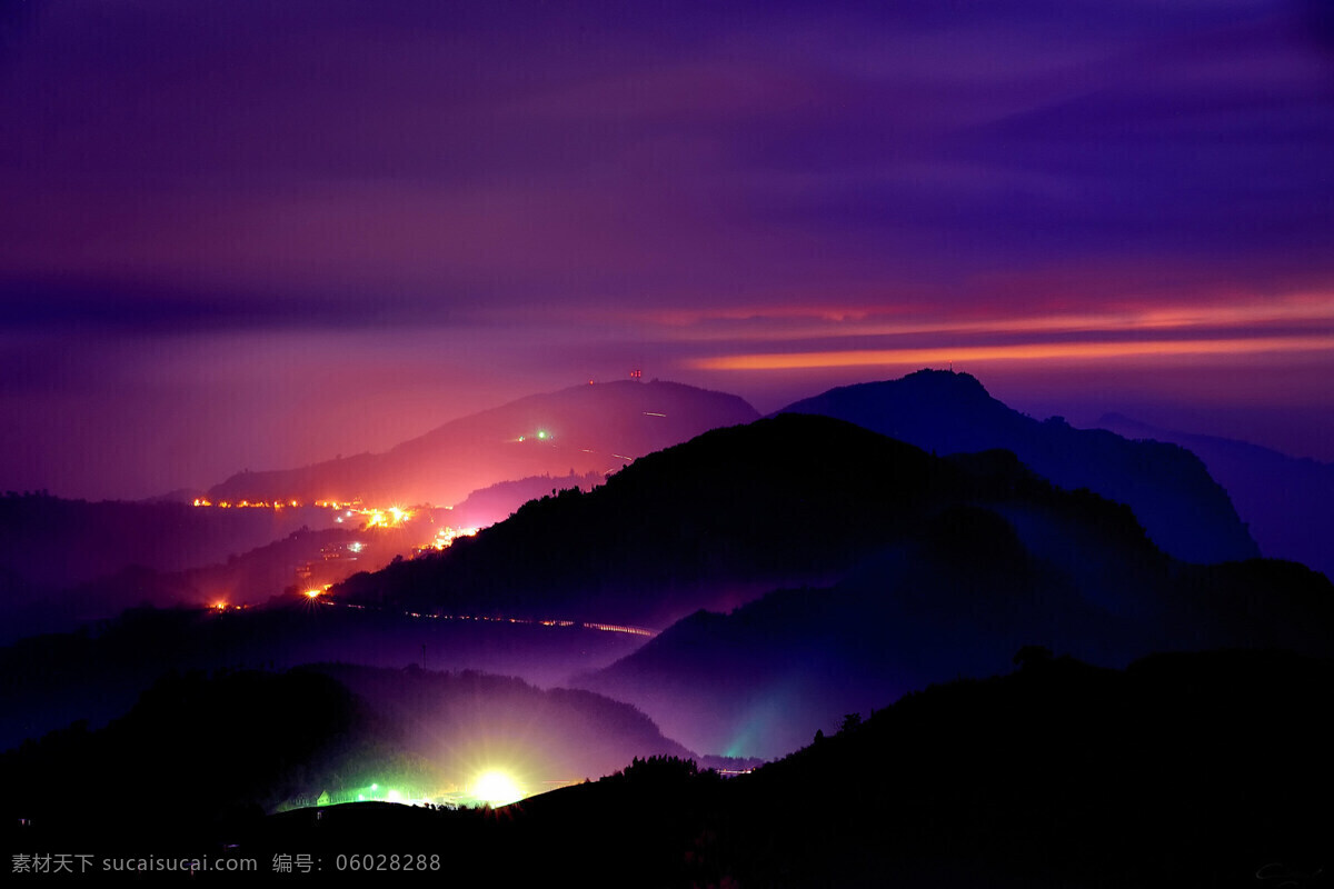 风景 大山 灯光 夜晚天空 生活 旅游餐饮