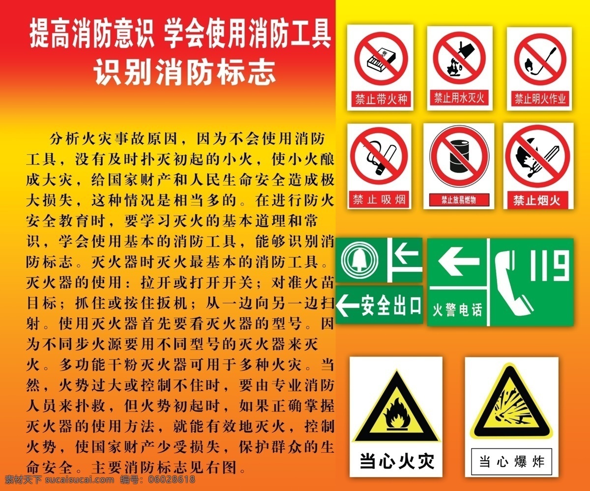 消防 安全 标志 各种 防火 严禁标志 当心标志 分层 源文件
